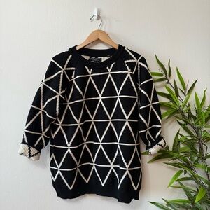 Chinti & Parker Black and Cream Geometric Sweater woo small